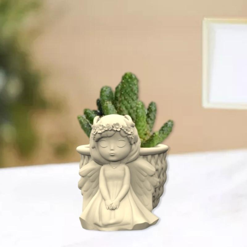 Flower  Silicone Mold 3D Girl Concrete Candlestick Resin Mould  Succulent Planter Molds Craft Art Decoration