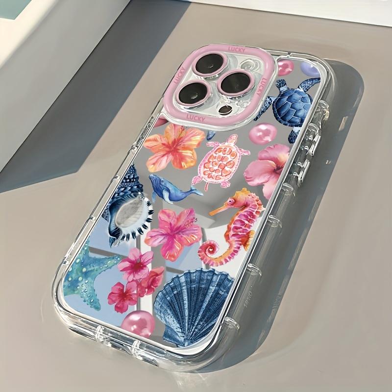 Морские Элементы Черепаха Медуза Зеркало Чехол для Телефона Для iPhone 11 12 13 14 15 16 17 Pro Max 7 8 Plus XR X XS 16E 17E Чехол
