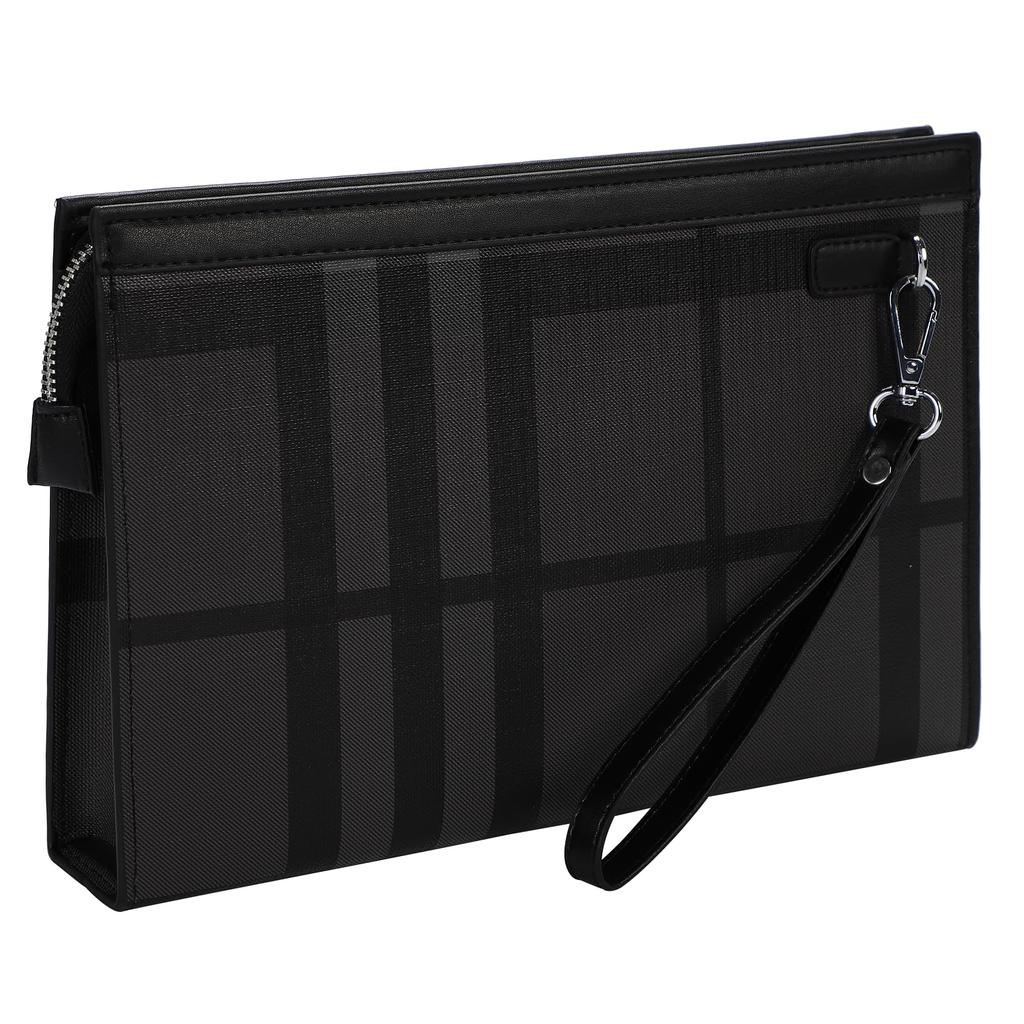 Men's Clutch Bag GRANVEL Black PU Leather Large Capacity with Strap
