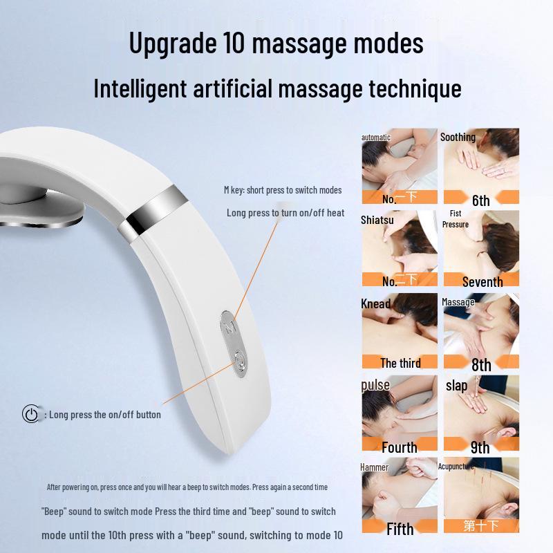 Rechargeable Remote-Control Cervical Spine Massager with Heat Therapy