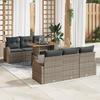 7-Piece Garden Sofa Set with Grey Poly Rattan Cushions, 2-Seater Garden Sofa with Storage and 3358267