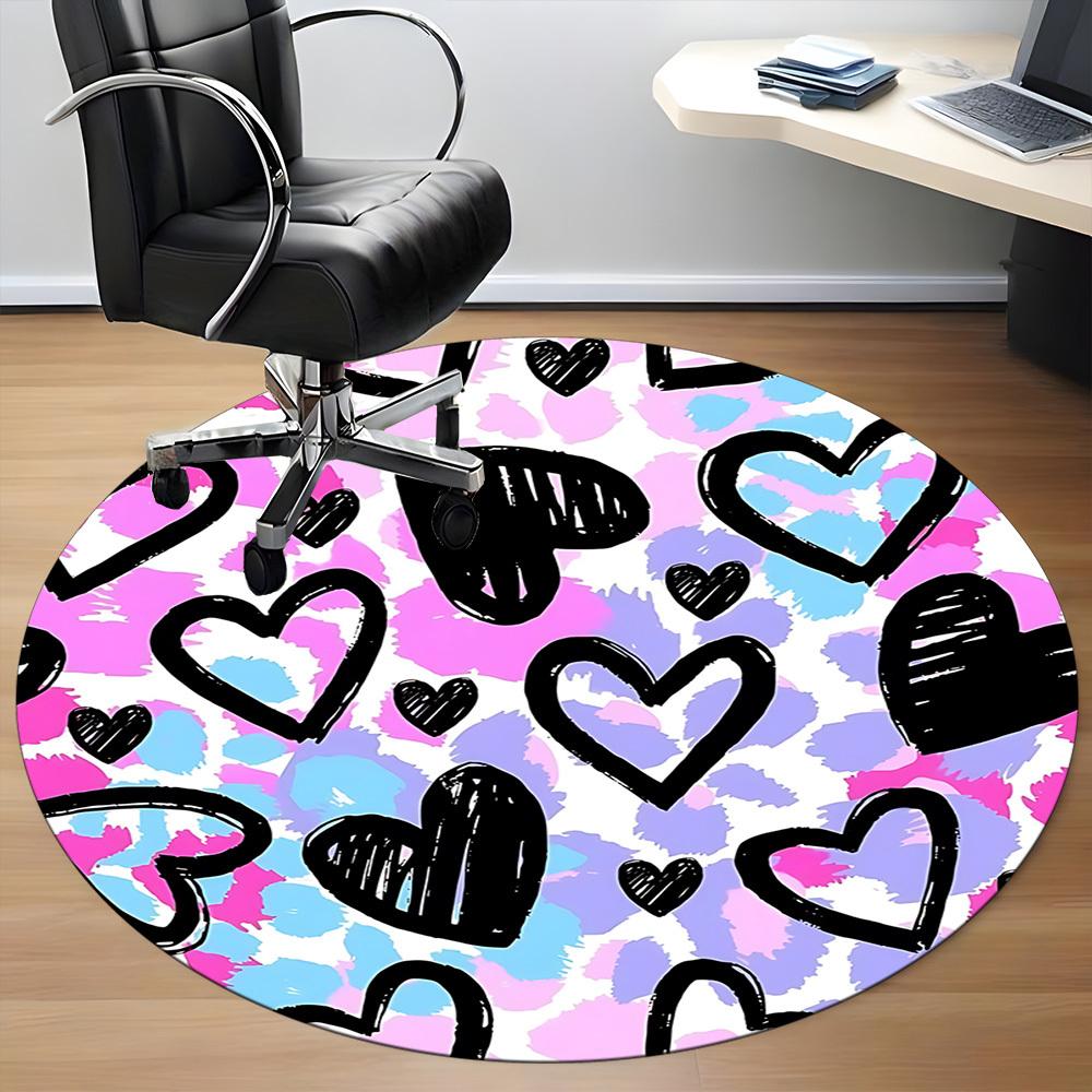 1PC Heart Print Chair Carpet for Office, Indoor Non-Slip Washable  Carpet, Soft Comfortable Mat For Office Room yy250930143