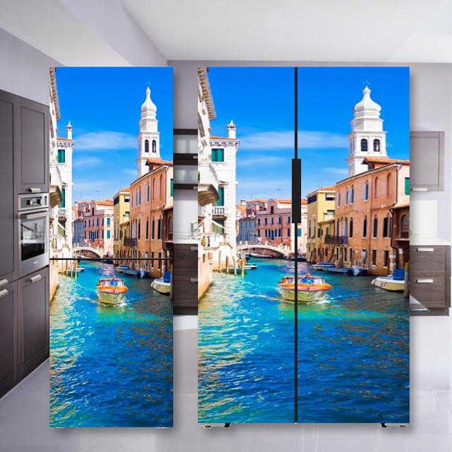 Наклейка на холодильник с кофе, дверная крышка, ПВХ, обои на холодильник, виниловая самоклеящаяся съемная наклейка на стену для замораживания, домашний декор