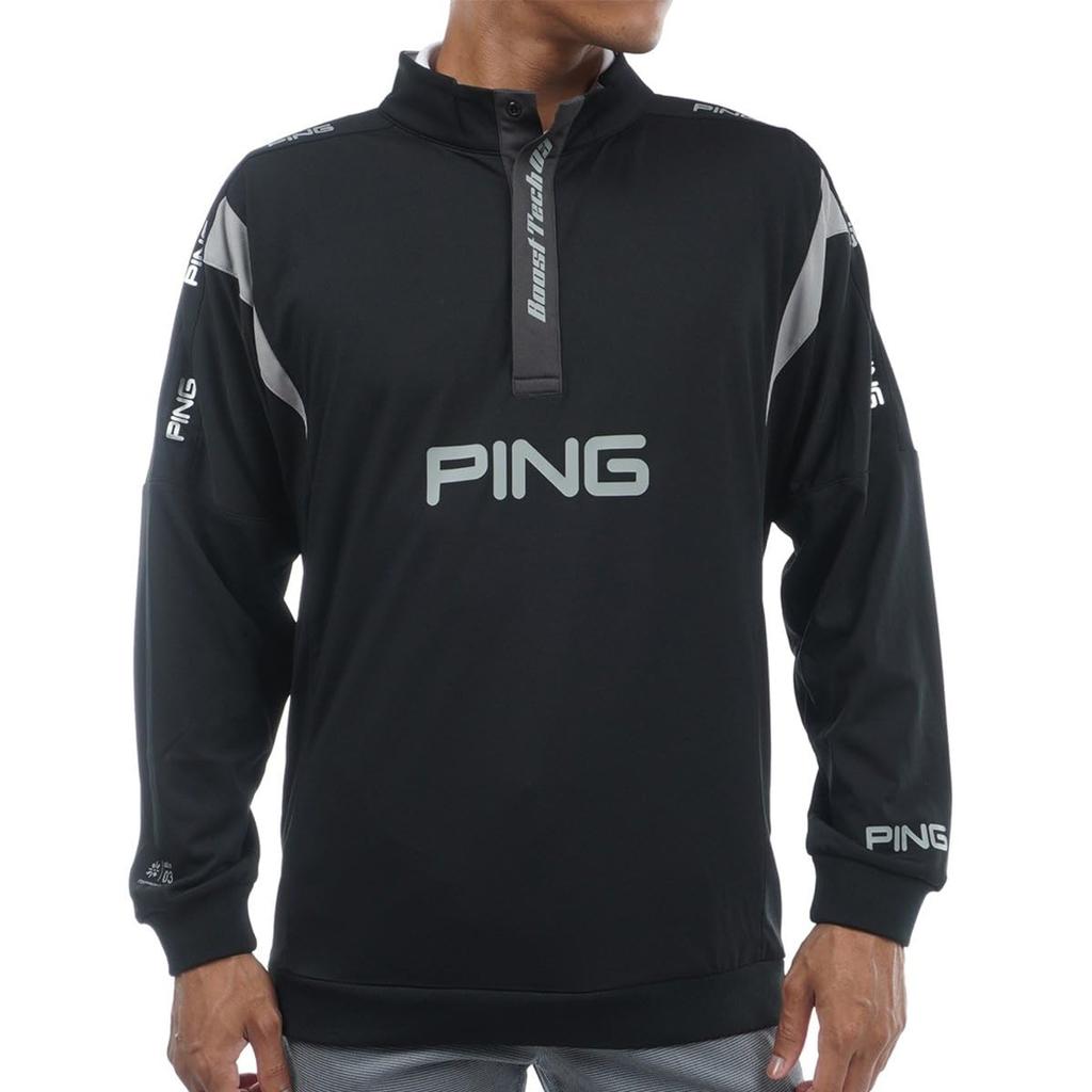 Ping Apparel Men's Long Sleeve High Neck Shirt (AddElm Series) (ADD.03 Technology) / Golf Undershirt / 621-3269807 010_Black, Size LL