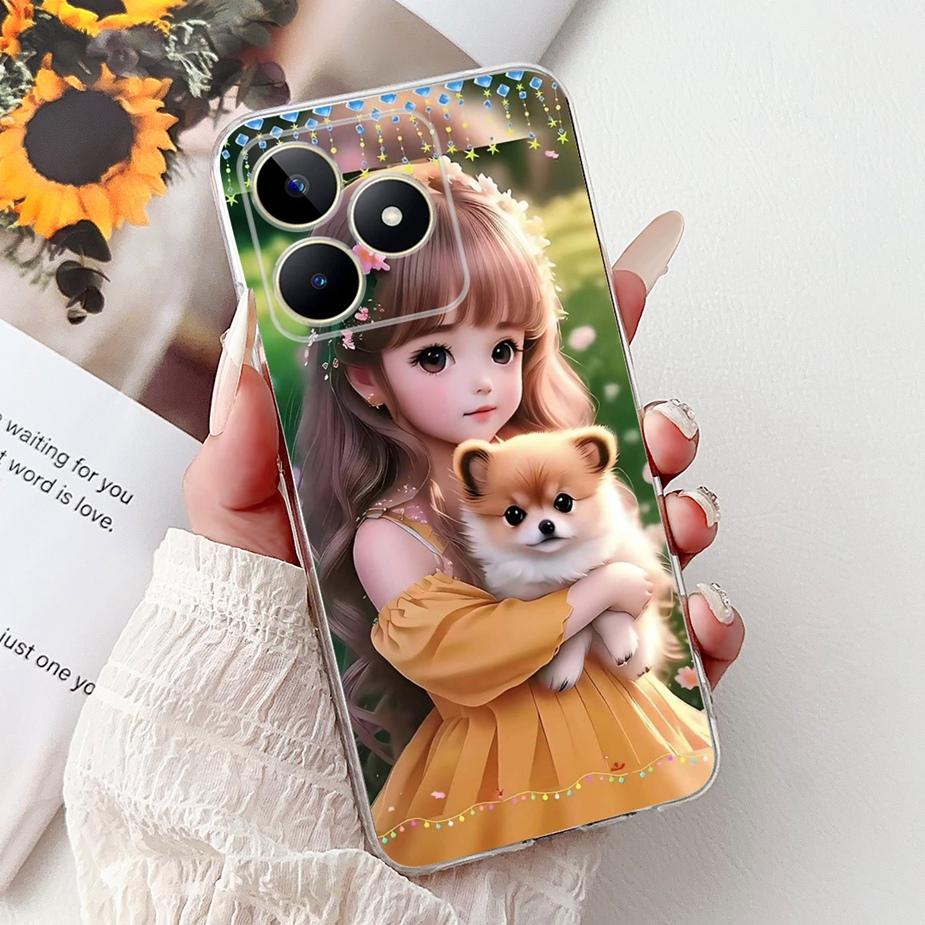 For Realme Note 50 Case RMX3834 Cute Cat Painted Cover Clear Silicone Soft TPU Phone Case For Realme Note 50 Note50 Fundas Coque