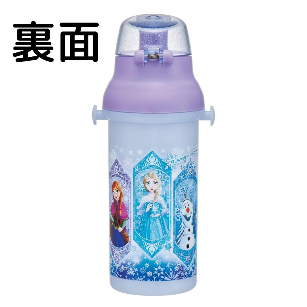 Skater Children's Water Bottle, 480ml, Direct Drinking, Plastic, One-Touch Operation, Dishwasher Safe, Made in Japan, Disney Frozen 25, Girls' Size