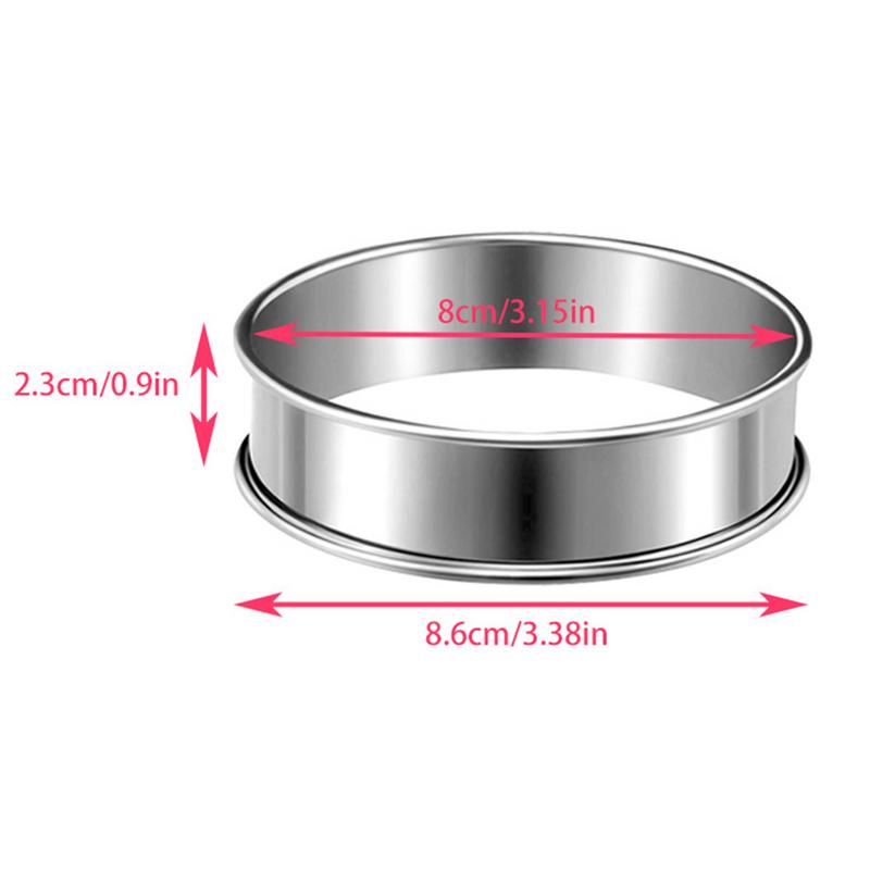 6 Pieces Muffin Tart Rings Double Rolled Tart Ring Stainless Steel Muffin Rings Metal Round Ring Mold for Food Making Bake ware