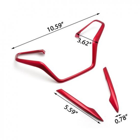 3x Red Inner Steering Wheel Frame Cover Trims For Honda Civic 10th Gen 2016-