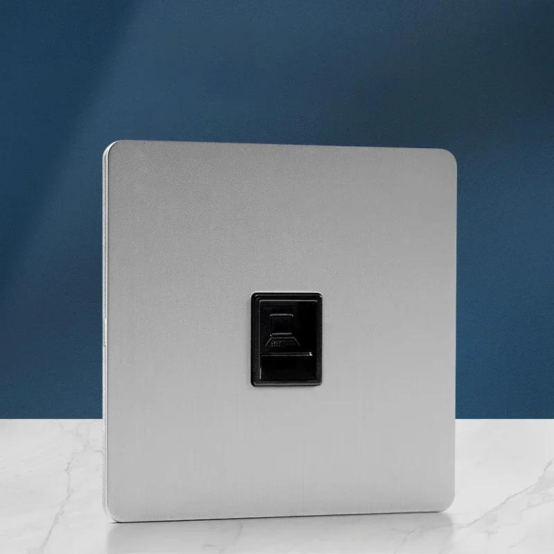 Wall Light Toggle Retro Switch Panel 1-4 Gang2Way Eu Silver Gray Brushed Stainless Steel Antique Switch Outlet with USB Charging