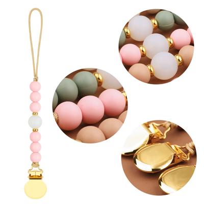 Регулируемый силиконовый зажим для пустышки, цветные бусины, держатель для пустышки, подарок для младенцев, удобный и безопасный аксессуар для кормления