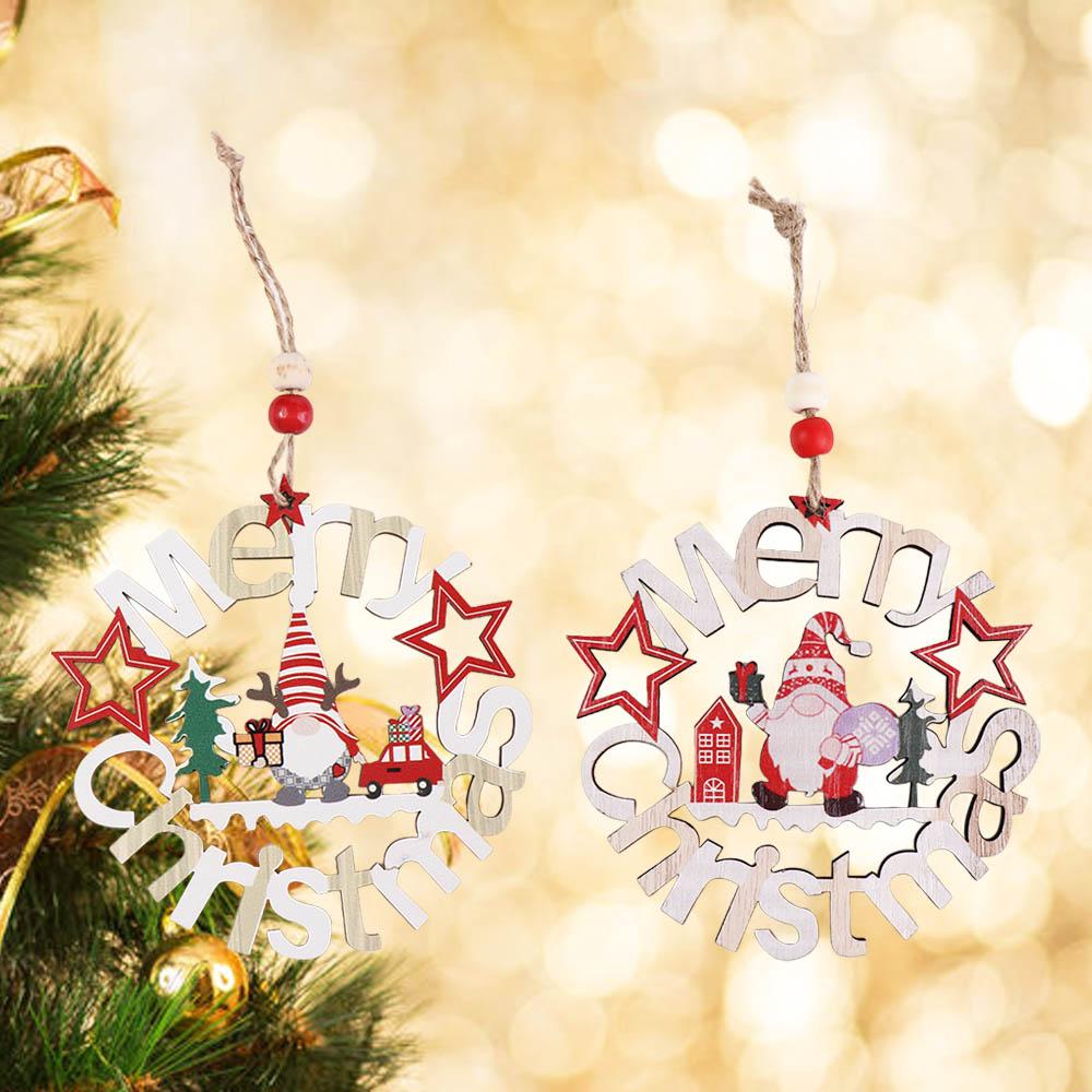 Hollowed Out Christmas Tree Pendant Rudolph Christmas Decoration Christmas Wooden Pendant Festival