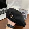 Korean Keep Warm Autumn Winter Girls Women Caps Love Heart Leather Buckle Beret Painter Hat