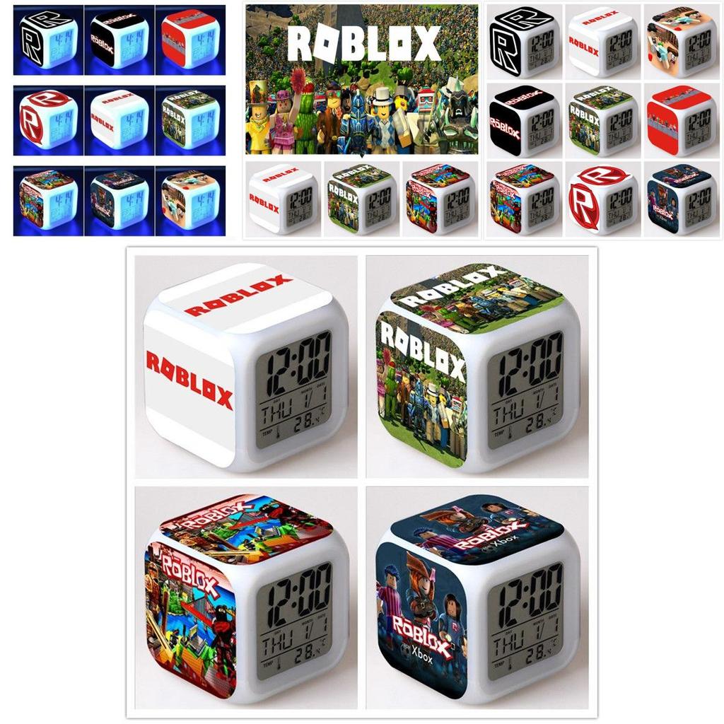 Яркий будильник с принтом Roblox, с 7-цветной светодиодной подсветкой, меняющей цвет, и сенсорным дисплеем