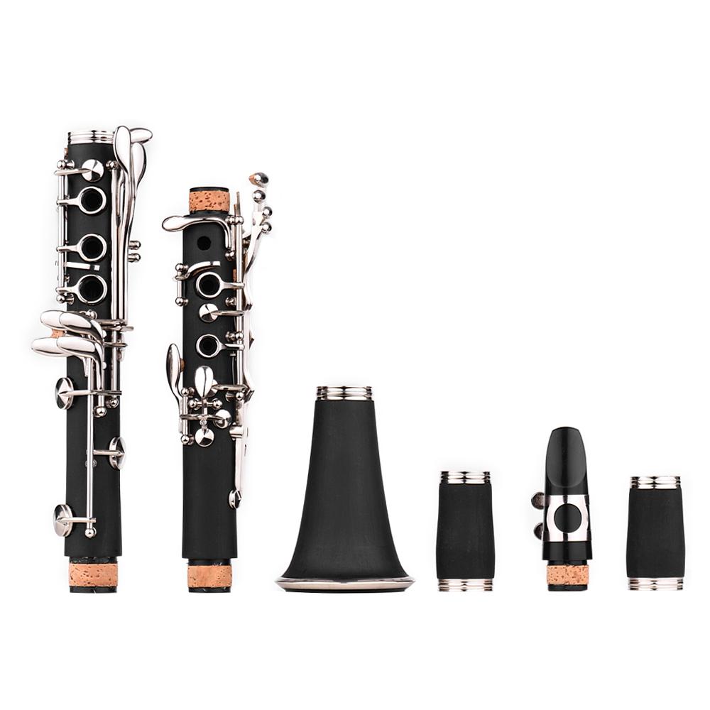 Clarinet ABS 17 Key bB Flat Soprano Binocular Clarinet with Cleaning Cloth Gloves 10 s Screwdriver Case Instrument