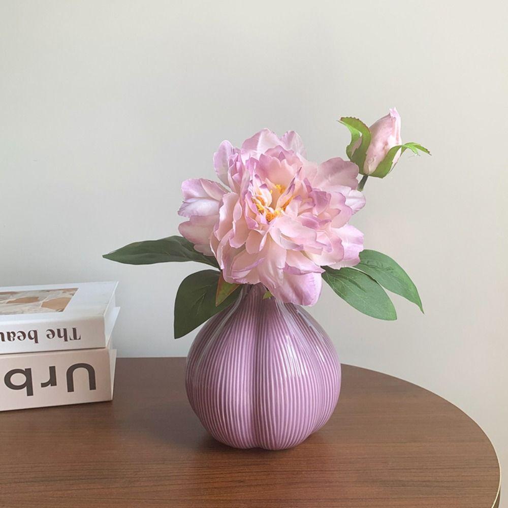 Modern Onion Ceramic Vase Minimalist Flower Pot Desktop Ornament Garlic Shape Vase Dried Flower