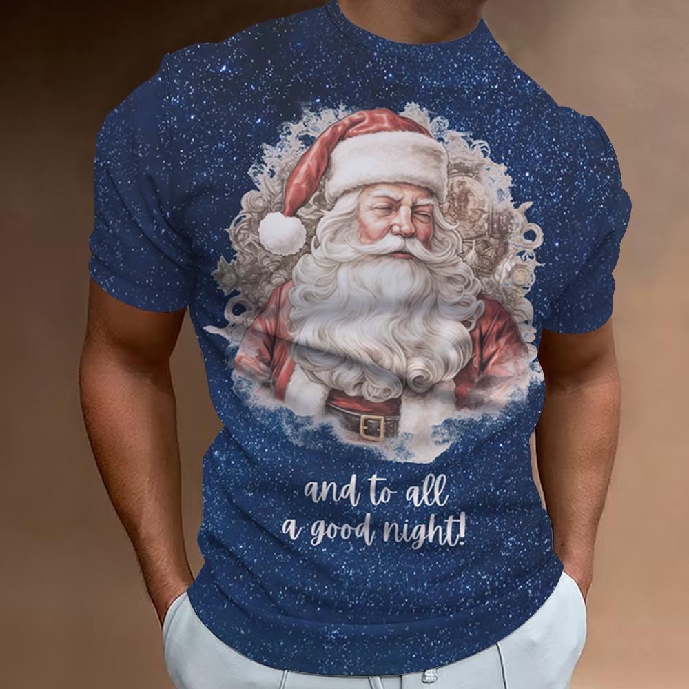 Рождественская мужская футболка с принтом Санта-Клауса, короткий рукав, повседневный свитер с круглым вырезом, уличная одежда, топы для активного отдыха, футболка, свободная мужская одежда
