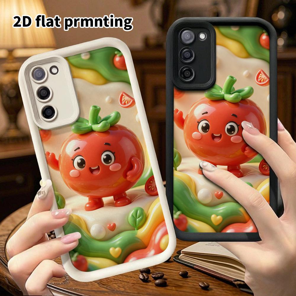 Чехол для телефона: 2D плоский, подходит для Samsung Galaxy A34 A35 M05 M06 S20 S22 S21 FE Plus 5G, защитный чехол, маленький персонаж-помидор, идеальный праздничный подарок