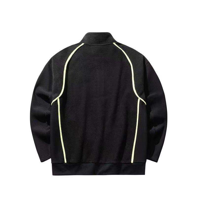 Anta Outdoor Series Color Block Zipper Stand Collar Comfortable Breathable Versatile Loose Jacket Unisex Jacket Basic-Black 172516710G-1