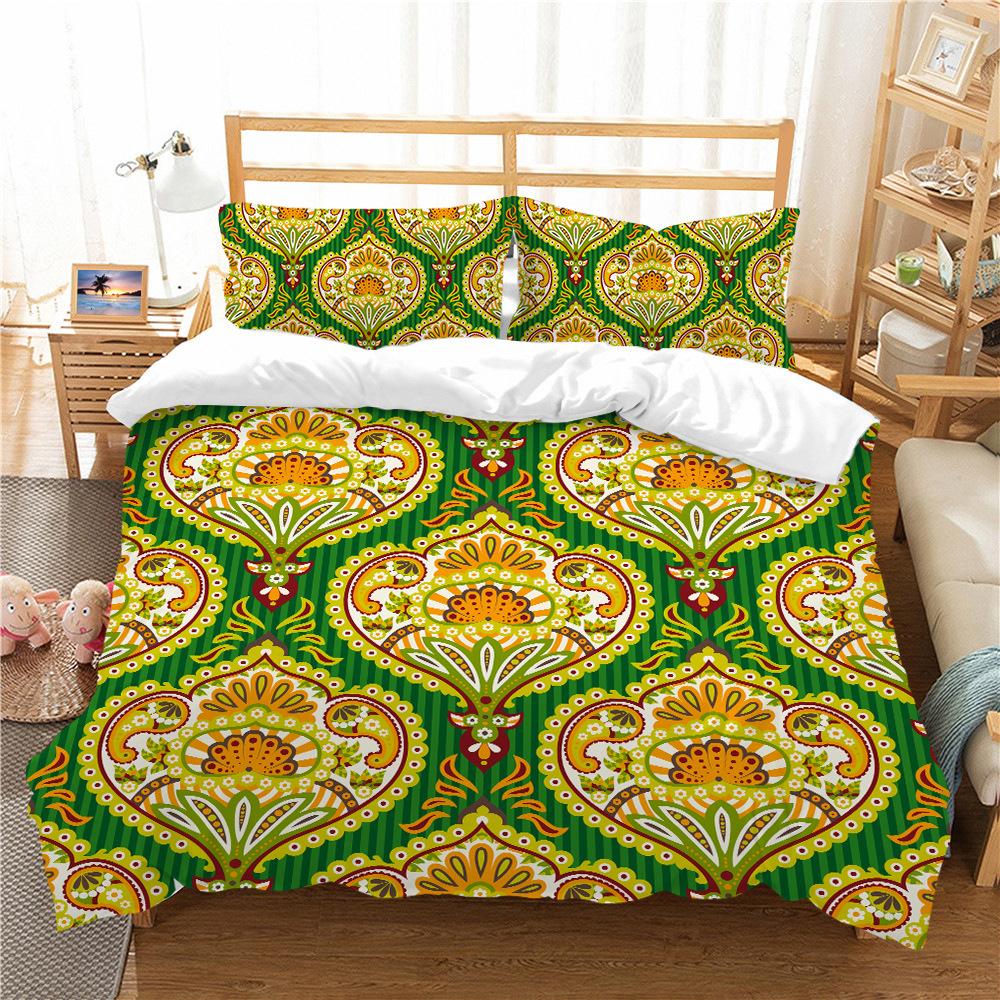 Bohemian Floral King Queen Duvet Cover Boho Mandala Cashew Flowers Bedding Set Exotic Tribe Style 2/3pcs Polyester Quilt Cover