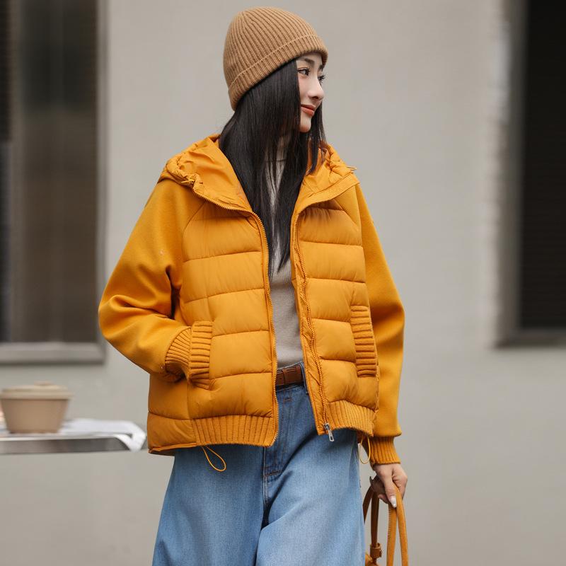 Winter new simple short hooded down cotton clothes fashionable thickened warm versatile women's cotton-padded jacket