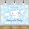 Sanrio Backdrops Banner Rainbow Balloons Cartoon Cinnamoroll Children's Happy Birthday Party Decor Photo Background Booth Props
