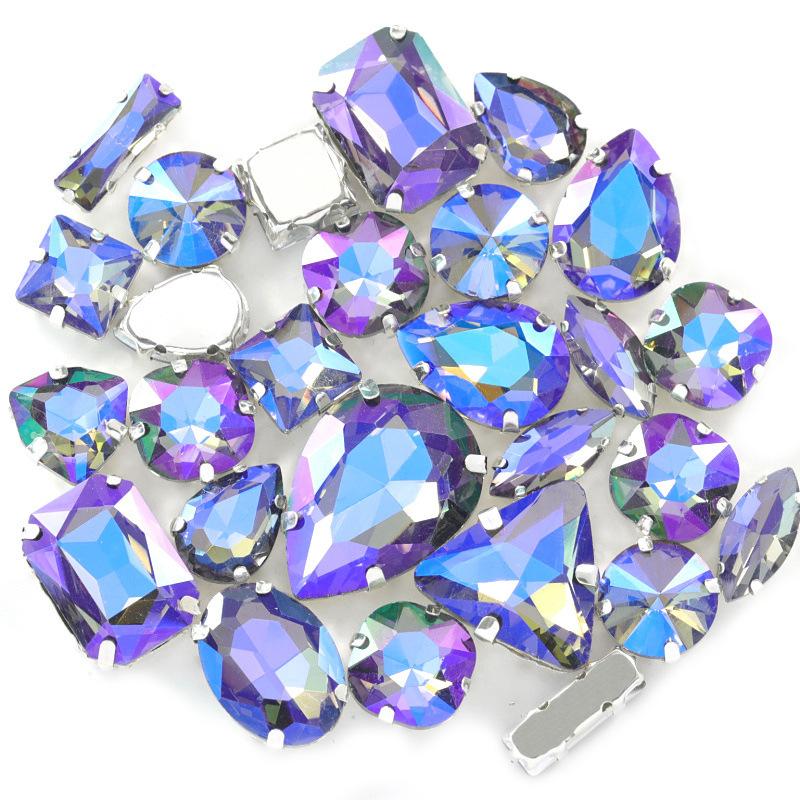 Смешанная дрель-лапка со стеклянным покрытием AB Crystal Швейная дрель Стразы Одинарная дрель DIY Ювелирные аксессуары Свадебные аксессуары для одежды