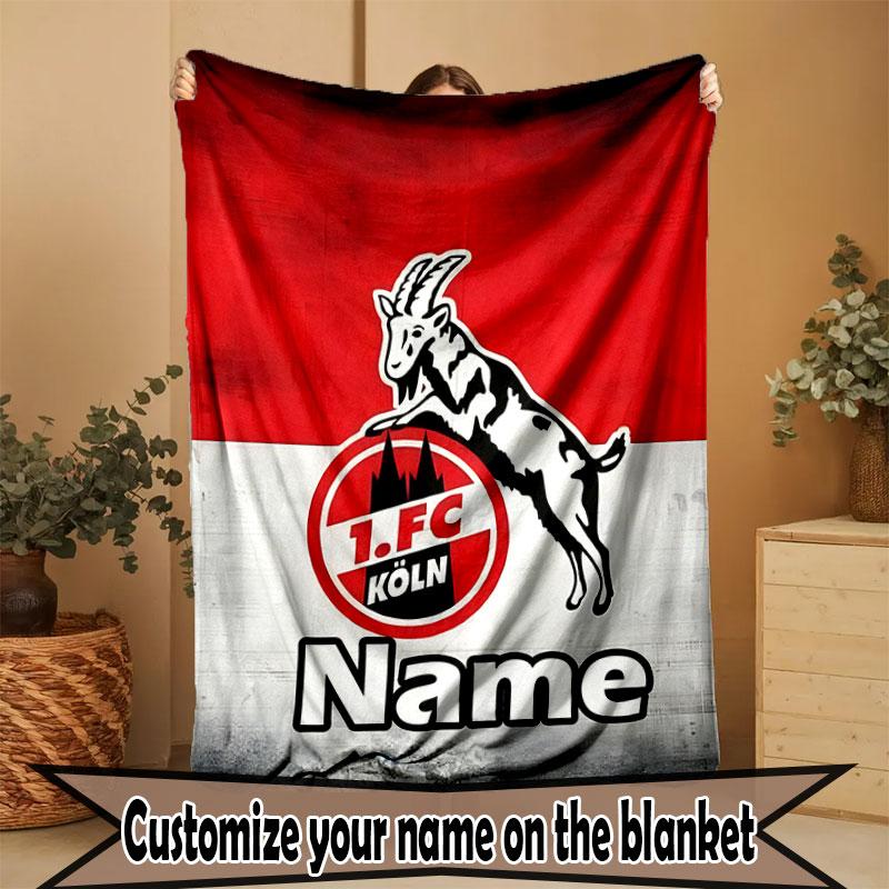 Custom Name Personalized FC Koln Print Blanket, Home Decor, Bedroom, Sofa, Camping, Couch, Gifts for Birthday Christmas
