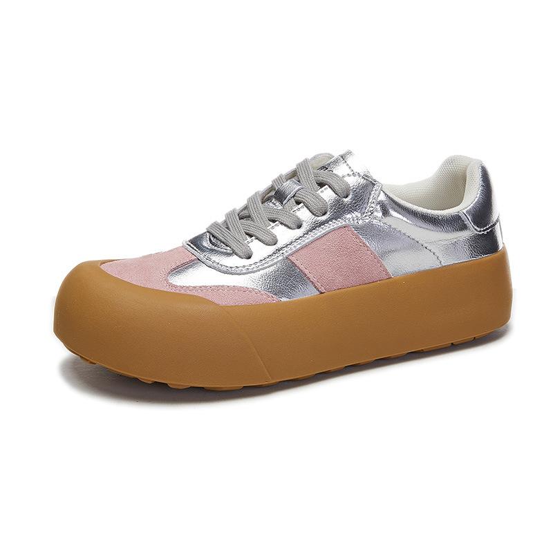 Кожаные маленькие белые туфли женские весна 2025 новые туфли на плоской подошве женские повседневные универсальные женские туфли платформа немецкие тренировочные туфли женские