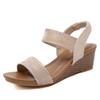 New Sandals Women's Gold Powder Wedge Heel Rubber Band Large Size Women's Sandals Fashion