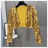 Small suit women's 2024 new heavy industry sequined temperament cardigan casual short sparkling typhoon jacket top