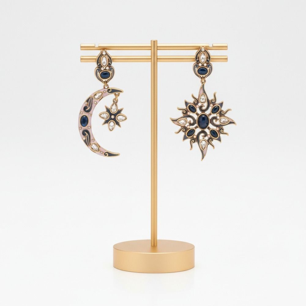Versatile Vintage Enamel Ear Drop Asymmetric Stud Earring Unique Ear Jewelry Gift