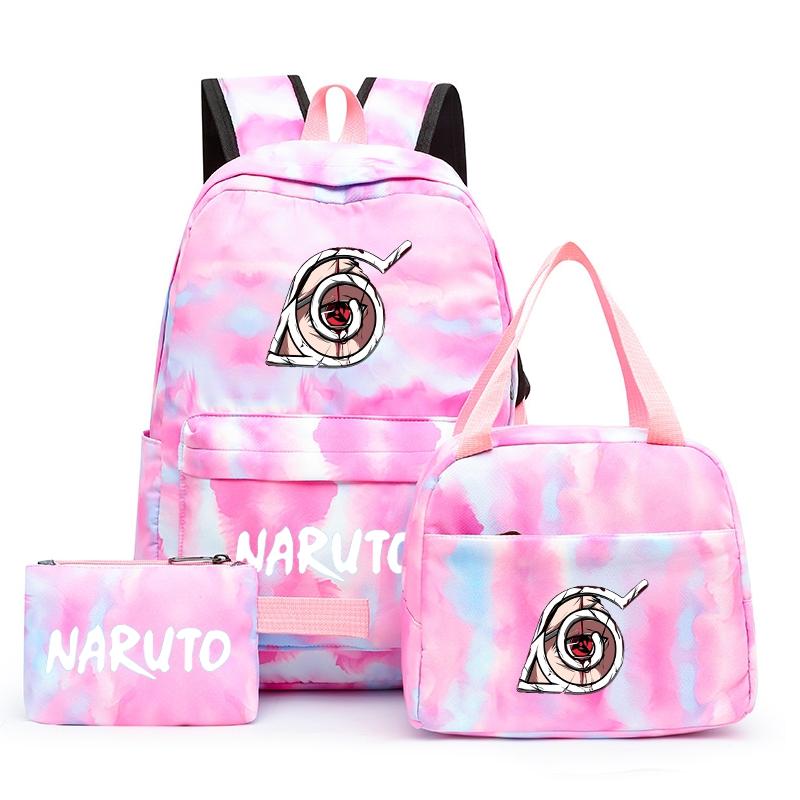 3Pcs/set Anime Naruto Backpack Back To Schoobag with Lunch Bag for Teen Gir Boy Student Bookbag Men Women Leisure Travel Bag