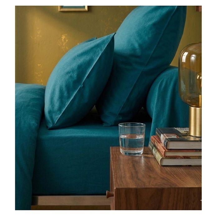 Housse de couette en coton 140 x 200 cm uni Edenne pétrole