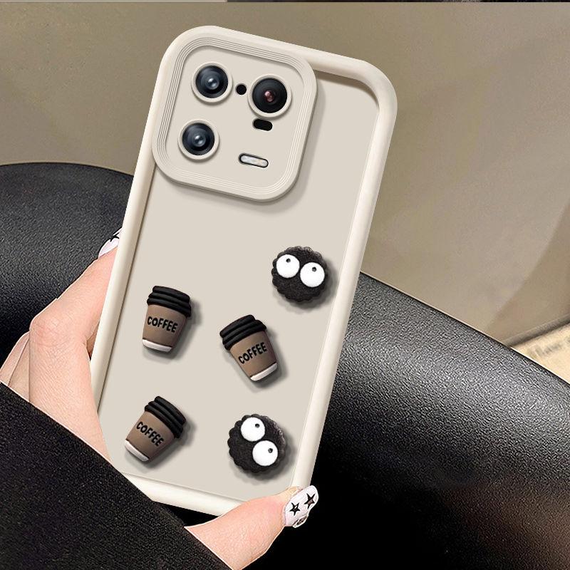 Cute Cartoon 3D Coffee Liquid Silicone Soft Case For Motorola E22 G10 G20 G30 G54 G9Play Lens Protective Cover Moto G14