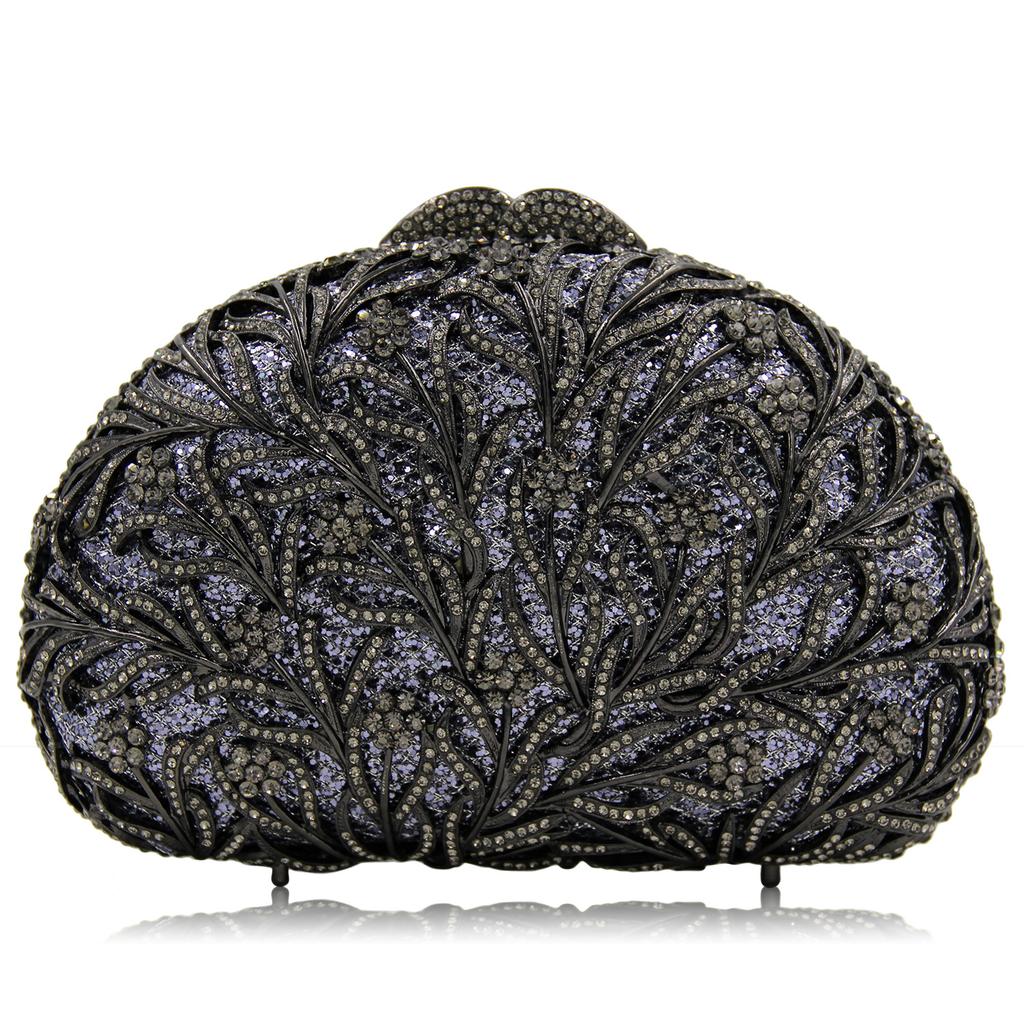 Sea Grass Evening Bag Crystal Clutches Blue Rhinestone Diamond Wedding Purses WHTUOHENG Party Cocktail Purses For Gala Gold Bag