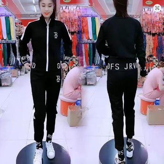 Женский спортивный костюм Осень Весна Повседневная мода Корейский приталенный плащ Свитер с длинным рукавом + Брюки Комплект из двух предметов для женщин