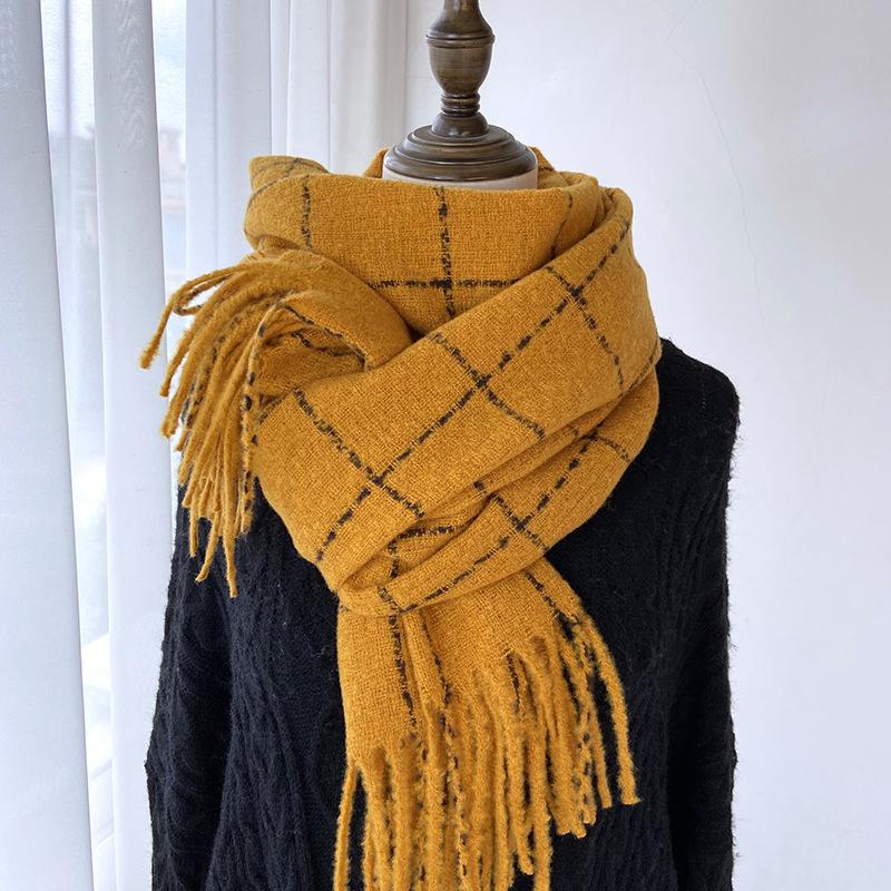 Cozy British Plaid Scarf with Tassels - Soft, Thick & Warm | Fashion Accessory for Fall/Winter