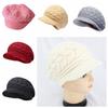 Thicken Warm Striper Knitted Cap Winter Thicken Knit Hat Solid Color Women Beret Cap Outdoor