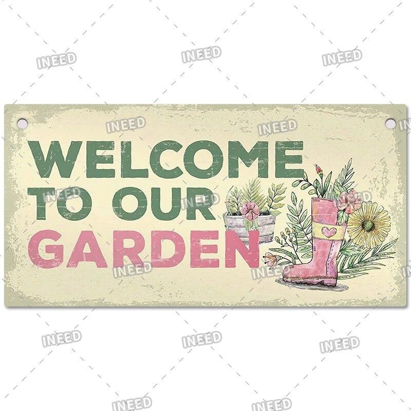 Садовые деревянные вывески, дверные цветы, зеленое растение, настенный декор, добро пожаловать в фермерский дом, пляж, домашняя комната, настенная табличка с бесплатной веревкой