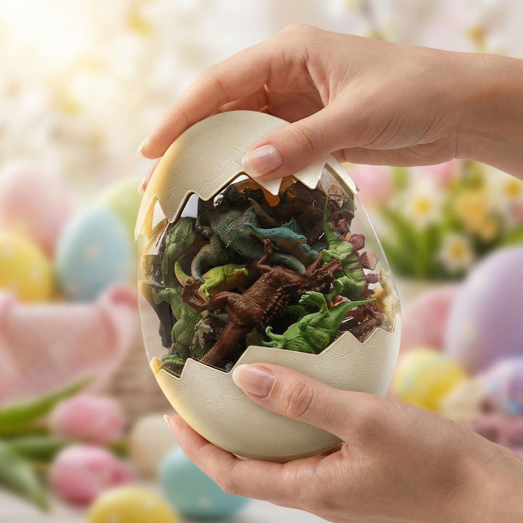 Easter Dino Egg Toy - Hatchable Dinosaur Animal Figures, Surprise Egg With Play Set For Kids & Collectors