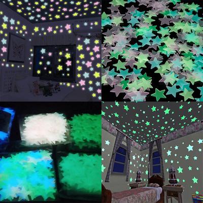 DIY Домашнее украшение 3D Звезды Звезды Светящиеся 100 шт Флуоресцентные Наклейки на стену в спальню Светящиеся в темноте Ювелирные изделия Аксессуары
