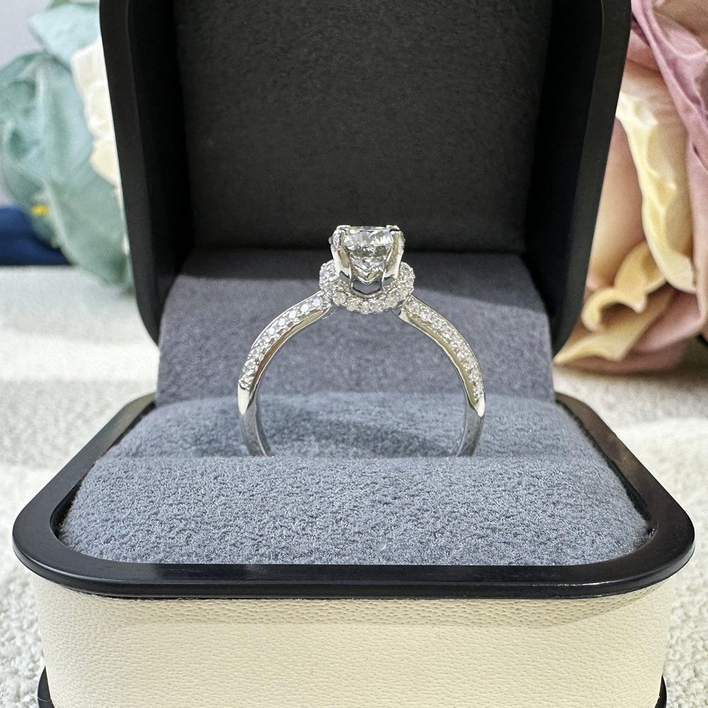 Vinregem 100% 925 Sterling Silver 3EX VVS1 D Color Round Cut 6 MM 0.8CT Real Moissanite Diamonds Women Ring Wedding Engagement Fine Jewelry Gifts