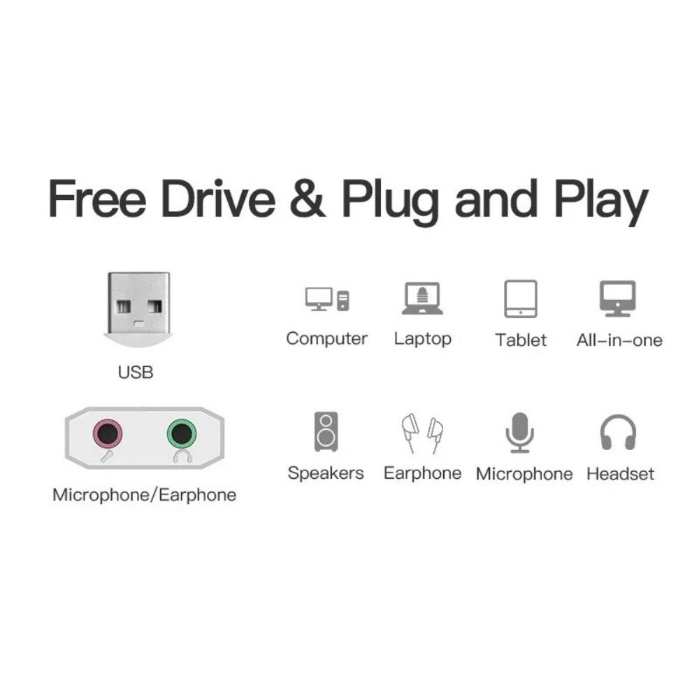 USB звуковая карта o Адаптер 3,5 мм Виртуальный 7.1 для наушников и микрофона