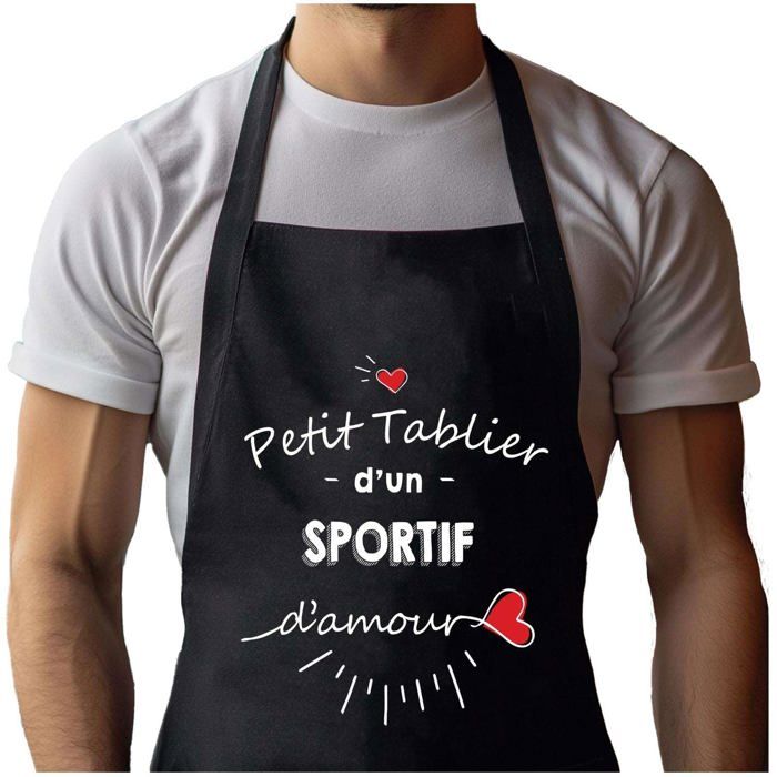 Tablier de cuisine - Sportif d'amour - Noir - Coton - Motif Bretonne