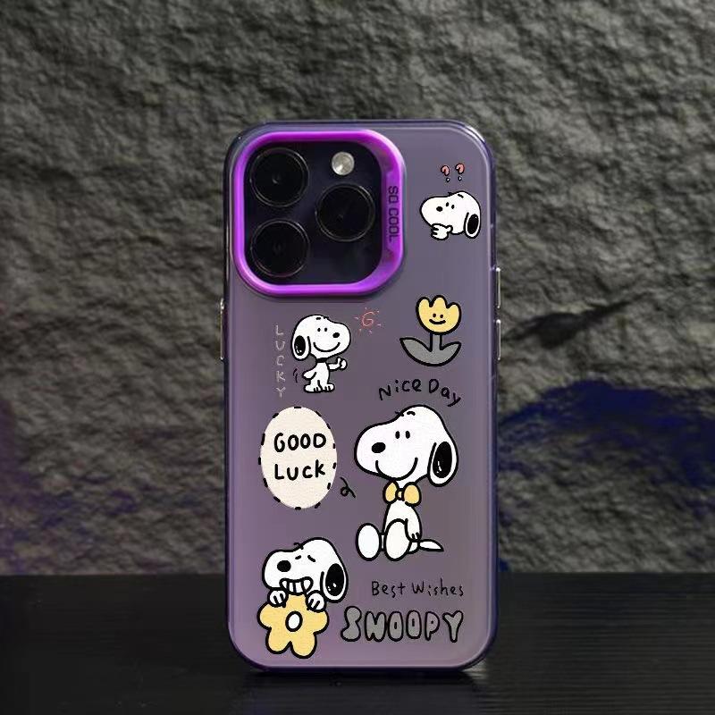 Lucky Snoopy phone case for Apple 15 Pro Max, cartoon style, 14 Pro, European and American style, trendy 13/12.