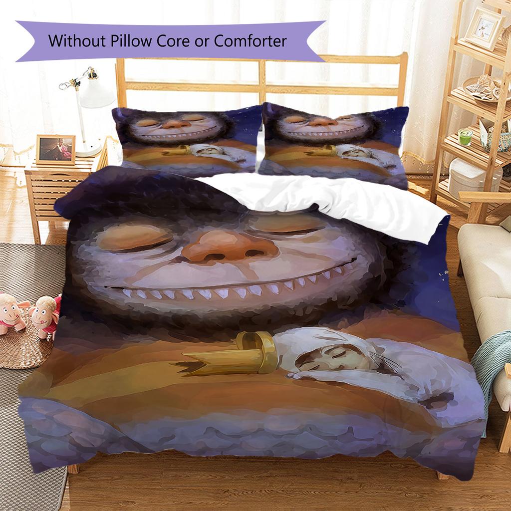 Where the Wild Things Are Pattern Bedding,Quilt Set Quilt Cover Pillowcase Home Birthday Gift(1 * duvet cover + 2 * pillowcase, without core)