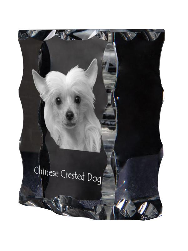 Chinese Crested Dog, Puff – Crystal with a picture of a dog, glass statuette with a picture | Art-Dog