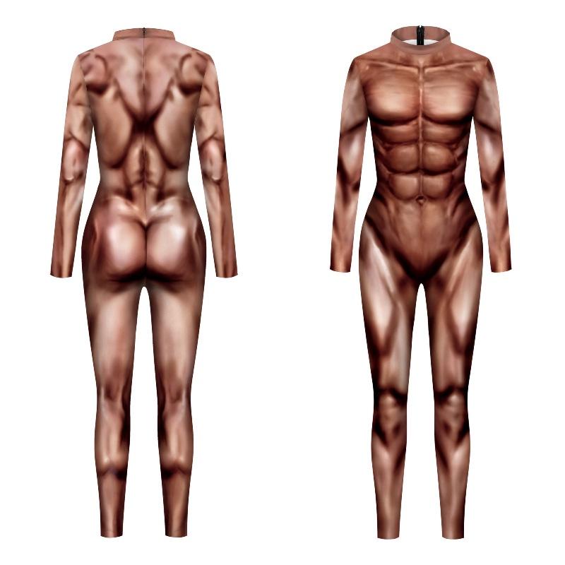 Европейский фэнтезийный мужской сценический костюм с реалистичным мышечным рисунком для театральных выступлений