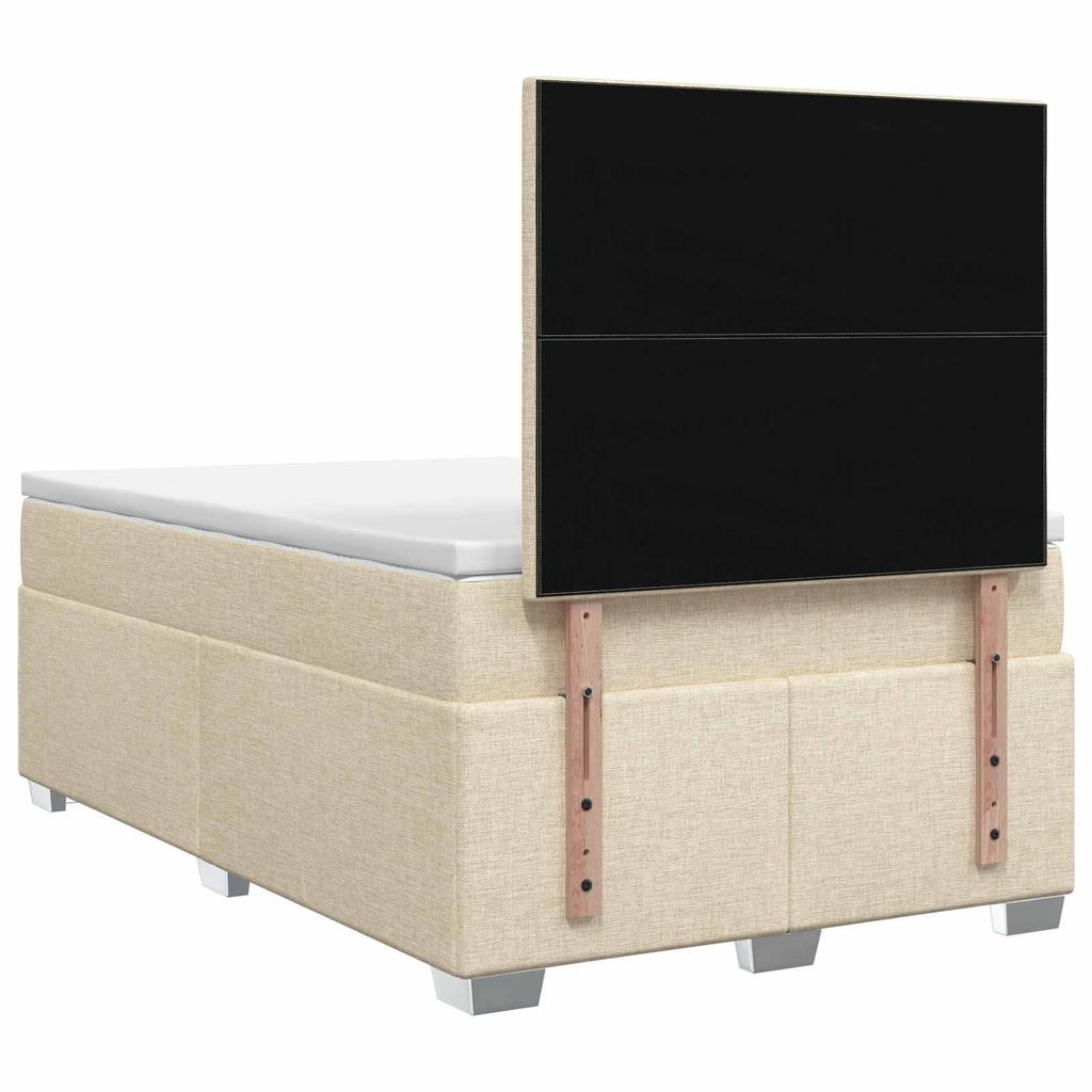 Box Spring Bed with Mattress Cream 120 x 190 cm Fabric