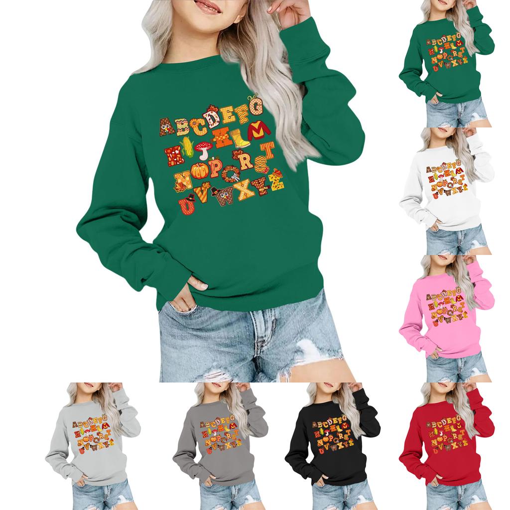 Kids' Fashion Loose-Fit Casual Long-Sleeve Christmas Print Oversized Crewneck Sweatshirt